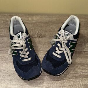New balance 574 Navy Blue with Green accents lightly worn